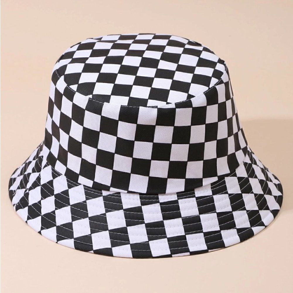 Black and White Plaid Bucket Hat